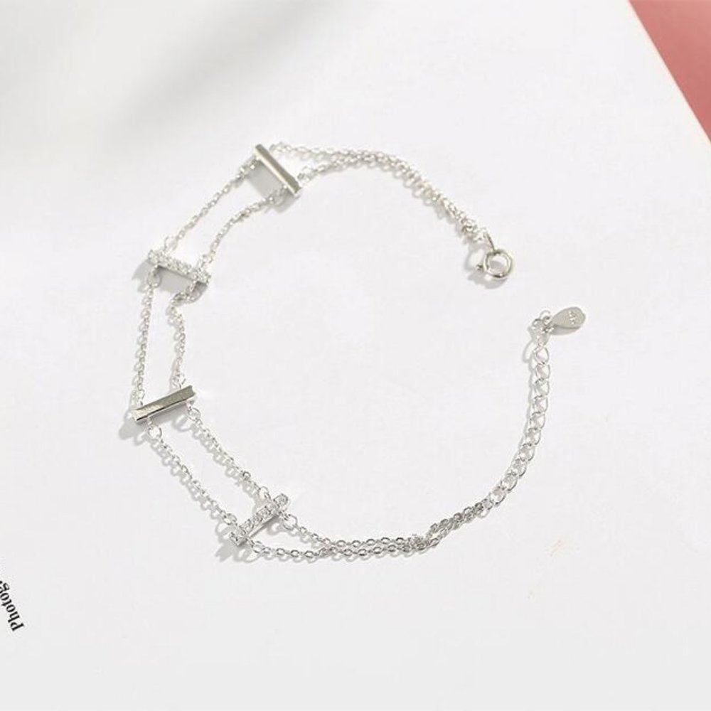 NEW 925 Sterling Silver Diamond Bar Bracelet - Picture 6 of 10